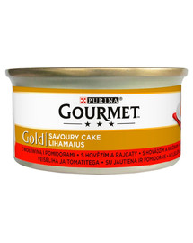 GOURMET Gold Savoury Cake Nassfutter mit Rindfleisch und Tomaten für Katzen 85 g