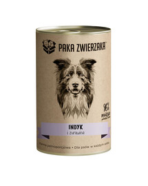 PAKA ZWIERZAKA Nassfutter mit Truthahn und Preiselbeeren getreidefrei für Hunde jeden Alters 400 g