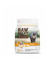 VETEXPERT Raw Paleo Adult Cat Turkey&Chicken für ausgewachsene Katzen Pute, Huhn 250 g