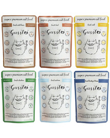 GUSSTO Nassfutter MIX 6 Geschmacks getreidefrei für Katzen 6x85 g