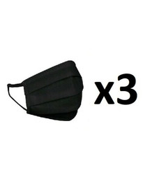 HEXA HEALTH doppelschichtige schwarze Baumwollschutzmaske x 3