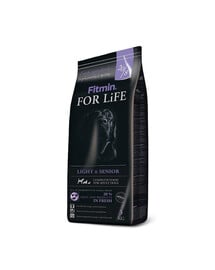 FITMIN Dog For Life Light & Senior Trockenfutter mit reduziertem Energiegehalt für adulte Hunde mit Übergewicht und ältere Hunde aller Rassen 2,5kg