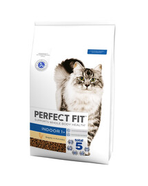 PERFECT FIT Indoor 1+ Trockenvollnahrung mit Huhn für ausgewachsene Katzen 7kg