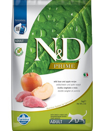 FARMINA N&D Prime Boar & Apple Katzenfutter für Erwachsene, 5 kg, Wildschwein-Katzenfutter mit Apfel