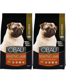 FARMINA Cibau Sensitive Lamb MINI Hundefutter für Hunde mit empfindlicher Verdauung mit Lammfleisch 2x2,5 kg