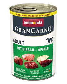 ANIMONDA GranCarno Nassfutter mit Hirsch und Äpfeln für adulte Hunde getreidefrei 400 g