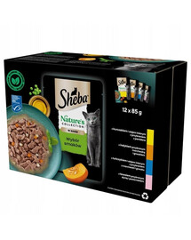 SHEBA Nature’s Collection in Soße 12x85g Nassfutter mit Huhn, Truthahn, Thunfisch und Lachs für Katzen