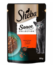 SHEBA Sauce Collection 85g: Nassvollnahrung für adulte Katzen mit Rindfleisch in Sauce