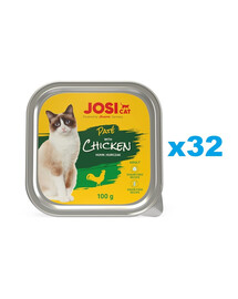 JOSERA JosiCat Nassfutter Pastete mit Huhn für Katzen 32x100g