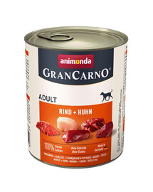 ANIMONDA GranCarno Nassfutter mit Rind und Huhn für adulte Hunde getreidefrei 800 g