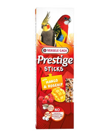 VERSELE-LAGA Prestige Sticks 2 Mango- und Hagebuttenflaschen für mittelgroße Papageien 140g