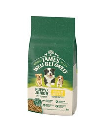 JAMES WELLBELOVED Junior 2 kg Trockenvollnahrung für Welpen unter 14 Monaten, reich an Lammfleisch und Reis