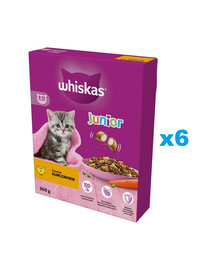 WHISKAS Junior 6x300 g Trockenfutter mit Huhn für Kätzchen