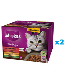 WHISKAS Adult Pure Delight in Gelee 48x85 g mit Rind Huhn Lamm Geflügel