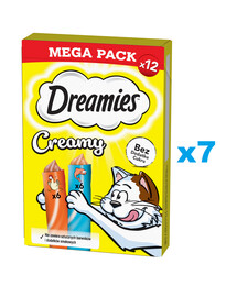 DREAMIES Creamy MEGA PACK: Zusatzfutter mit Huhn und Lachs 84x10 g