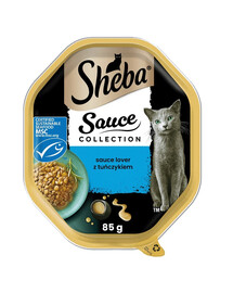 SHEBA Sauce Collection 22x85 g Nassfutter mit Thunfisch in Soße für adulte Katzen