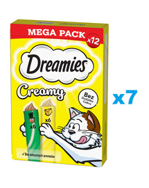 DREAMIES Creamy MEGA PACK: Zusatzfutter mit Käse und Katzenminze 84x10 g