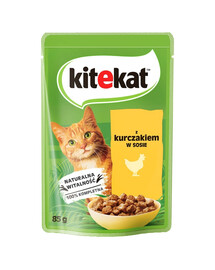KITEKAT 85g: Huhn in Soße für adulte Katzen