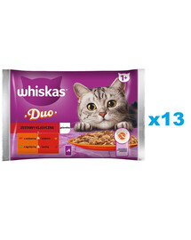 WHISKAS Adult Classic 52x85g: Nassfutter für Katzen mit Rind, Geflügel, Lamm und Ente in Gelee
