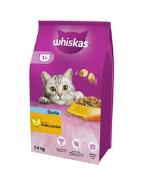WHISKAS Sterile 1.4 kg: Trockenfutter mit Huhn für Katzen nach der Sterilisation