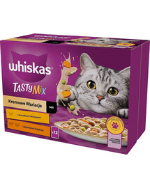 WHISKAS Tasty Mix Cremige Variationen mit Huhn, Lamm und Pute in Sauce 12x85g