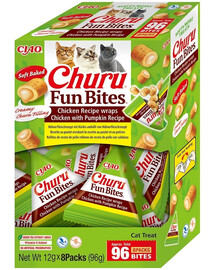INABA Cat Fun Bites Chicken with Pumpkin 8x12g wrapy z kurczakiem i dynią dla kota