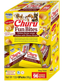 INABA Dog Churu Fun Bites Chicken with Cheese 8x12g