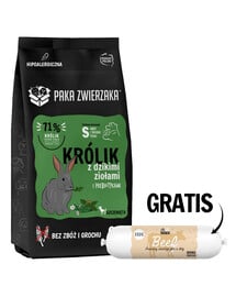 PAKA ZWIERZAKA Seventh Heaven Trockenfutter Kaninchen mit Wildkräutern für S Welpen getreidefrei 9 kg + Rindfleischwurst 200g GRATIS