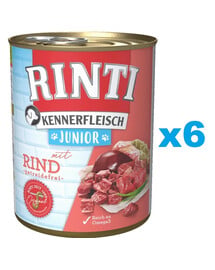 RINTI Kennerfleisch Junior 6x400g mit Rindfleisch für Welpen