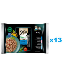 SHEBA Nature’s Collection 52x85 g Nassfutter mit Thunfisch, Lachs, Kabeljau für adulte Katzen