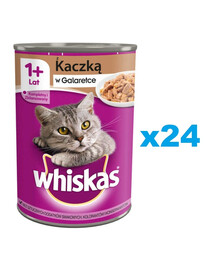 WHISKAS Adult 24x400 g: Nassfutter für adulte Katzen mit Ente in Gelee