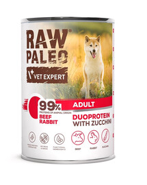 RAW PALEO Beef Rabbit Adult 400g karma mokra wołowina z królikiem dla psów
