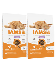 IAMS for Vitality für Katzen mit Haarballenproblemen mit frischem Huhn 20 kg (2 x 10 kg)