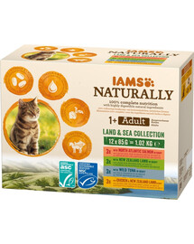 IAMS Naturally Adult Cat Land & Sea Collection Mix für Katzen 12x85 g