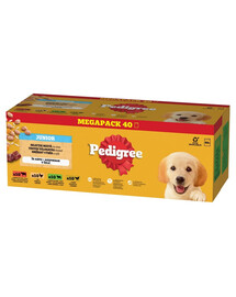PEDIGREE Junior Nassfutter mit Rind, Leber, Huhn, Lamm, Geflügel und Reis in Gelee für Welpen 40x100 g