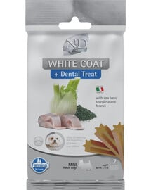 FARMINA N&D White Dental Treat Coat Sea bass Mini 60 g Zahnpflege-Leckerli für kleine Hunderassen