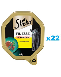SHEBA Finesse 22x85 g: Nassvollnahrung für adulte Katzen mit Huhn in Mousse