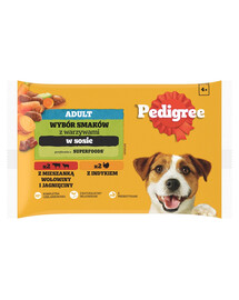 PEDIGREE Mix in Sauce 4x100g: Nassfutter für adulte Hunde, mit einer Mischung aus Rind- und Lammfleisch, mit Truthahn, in Sauce