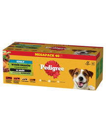 PEDIGREE Adult Mix Beutel mit Gemüse 40x100g: Nassfutter für adulte Hunde, mit einer Mischung aus Rind und Lamm, aus Rind und Leber, mit Huhn, mit Truthahn, in Sauce