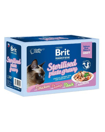 Premium by Nature Cat Delicate Fillets in Gravy Family Plate Sterilised 12x85g mokra karma w sosie dla dorosłych sterylizowanych kotów