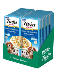 INABA Dog Twin Kurczak, warzywa i ser w bulionie dla psów 24x40 g