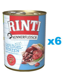 RINTI Kennerfleisch Poultry hearts serca drobiowe 6x800 g