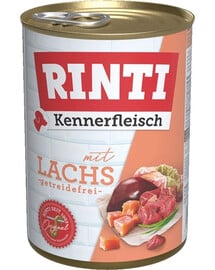 RINTI Kennerfleisch Nassfutter mit Lachs für adulte Hunde getreidefrei 12x400 g