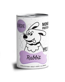 PAKA ZWIERZAKA PEPE Rabbit Nassfutter mit Kaninchen Monoprotein für alle Hunde 800 g