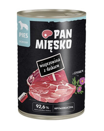PAN MIĘSKO Nassfutter Wildschwein mit Schweinefleisch und Cistus für adulte Hunde 400 g