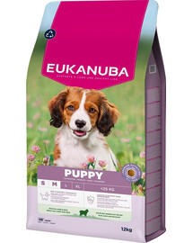 EUKANUBA Puppy Trockenfutter mit Lamm und Reis für Welpen kleiner und mittelgroßer Rassen 12 kg