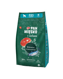 PAN MIĘSKO mit Kräutern Trockenfutter Rind mit Thunfisch für adulte Hunde S hypoallergen 2x3 kg