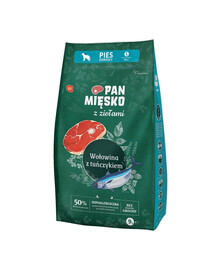 PAN MIĘSKO mit Kräutern Trockenfutter Rind mit Thunfisch für adulte Hunde S hypoallergen 2x9 kg
