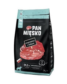 PAN MIĘSKO Trockenfutter mit Schweinefleisch und Wild für adulte Hunde XL 3 kg
