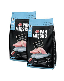 PAN MIĘSKO Trockenfutter mit Huhn und Forelle adulte Katzen hypoallergen 2x5 kg